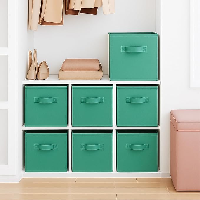 ShellKingdom Storage Bins, Foldable Fabric Storage Cubes And Cloth Storage Organizer Drawer For Closet And Toys, 6 Pack (Forest Green) - Image 3