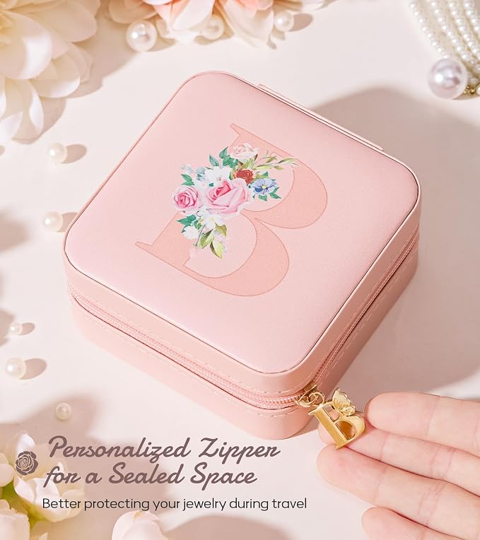 Enthralite Travel Jewelry Box for Girls: Traveling Jewelry Case Gift for Women - Mini Organizer for Necklaces Earrings Pink B - Image 4