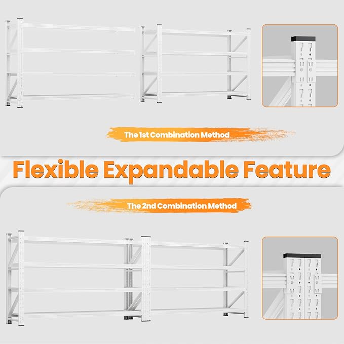 79”W Garage Shelving Heavy Duty, 7000LBS Metal Storage Shelves, 24” Deep Storage rack shelf, Steel Tall Industrial Shelving , 4 Tier Adjustable Standing Shelf for Warehouse / Shop 79"W x 24"D x 79"H - Image 5