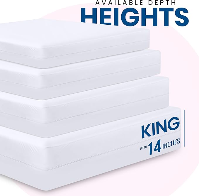 Utopia Bedding Premium Waterproof Bed Bug Mattress Cover, King Zippered Mattress Protector, 14 Inches Deep, Dust Mite Proof 6-Sided Mattress Encasement for Bed