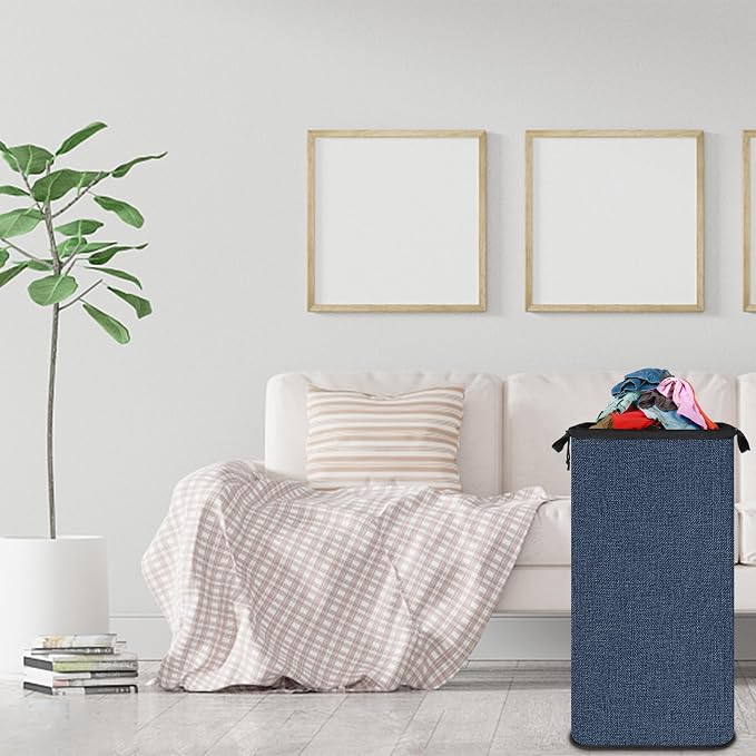 SNIGJAT Extra Large Laundry Hamper, 100 L Tall Laundry Basket with Sturdy Handles, Dirty Clothes Basket for Bedroom, Large Hamper, Sturdy Storage Organizer for Clothes Toys Blue - Image 6
