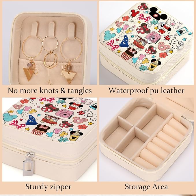 Cartoon Mouse Castle Travel Jewelry Case, Small Box Organizer, Cartoon Gifts Merchandise, Birthday Christmas Gifts for Cartoon Lovers Fans Women Teen Girls Friends Sister Her - Image 3