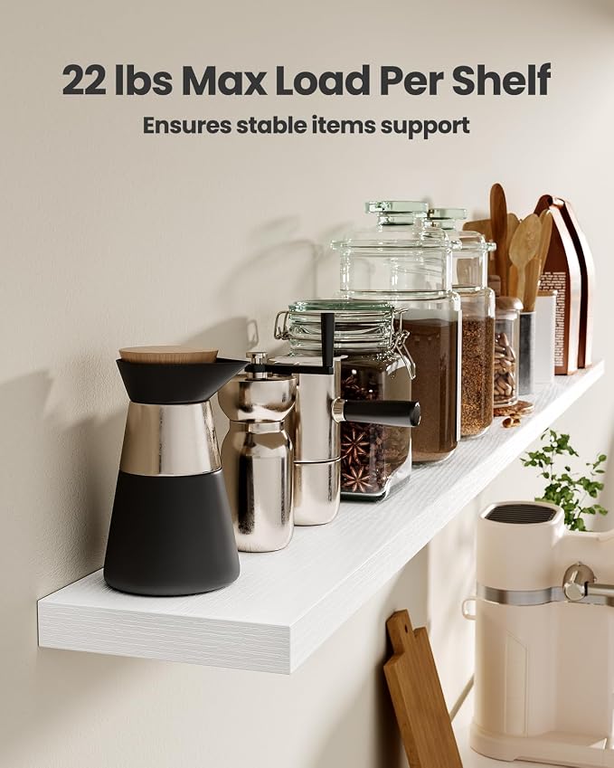 AMADA HOMEFURNISHING 47.2" L Floating Shelves, Wall Shelves Set of 3 for Bathroom/Living Room/Bedroom/Kitchen, White Floating Shelves for Wall Decor with Invisible Brackets - AMFS55W - Image 5
