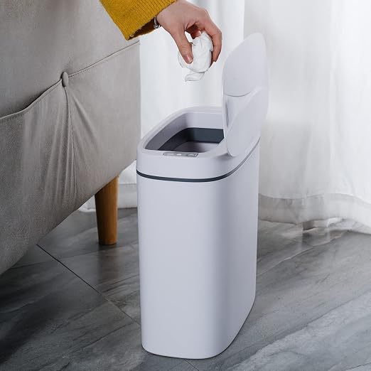 Sooyee 14 Liter Automatic Trash Can with lid,3.6 Gallon Touchless Trash Can or Kick,Garbage Cans for Kitchen,Bathroom,Office,Bedroom,Living Room,White - Image 2