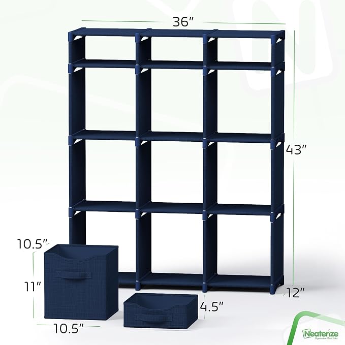 Cube Storage Organizer with Storage Bins Included - The Perfect Closet Organizers and Storage Solution. Includes 12 Storage Cubes, Great For Toy Storage, Closet Storage, Clothes Storage (Navy) - Image 2