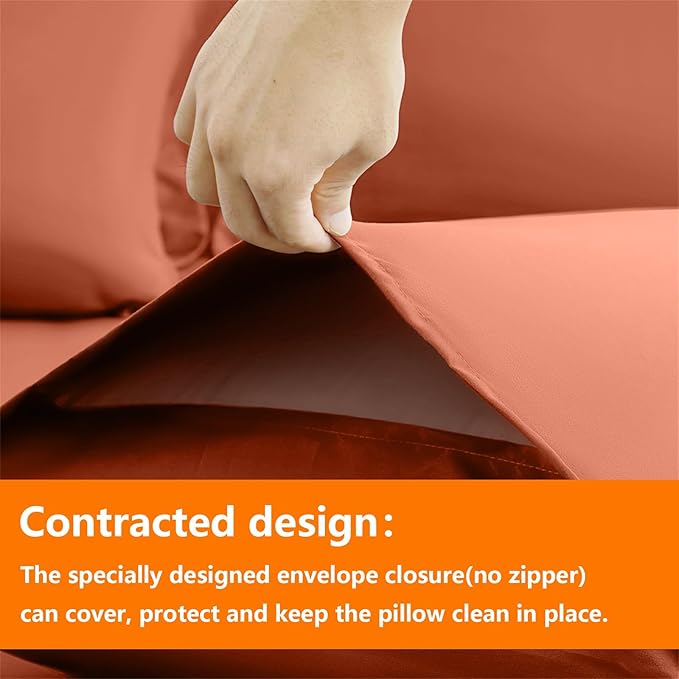 TAIMIT Burnt Orange Twin Size Comforter Set - 5 Pieces, Bed in a Bag Bedding Sets with All Season Soft Quilted Warm Fluffy Reversible Comforter,Flat Sheet,Fitted Sheet,1 Pillow Shams,1 Pillowcases