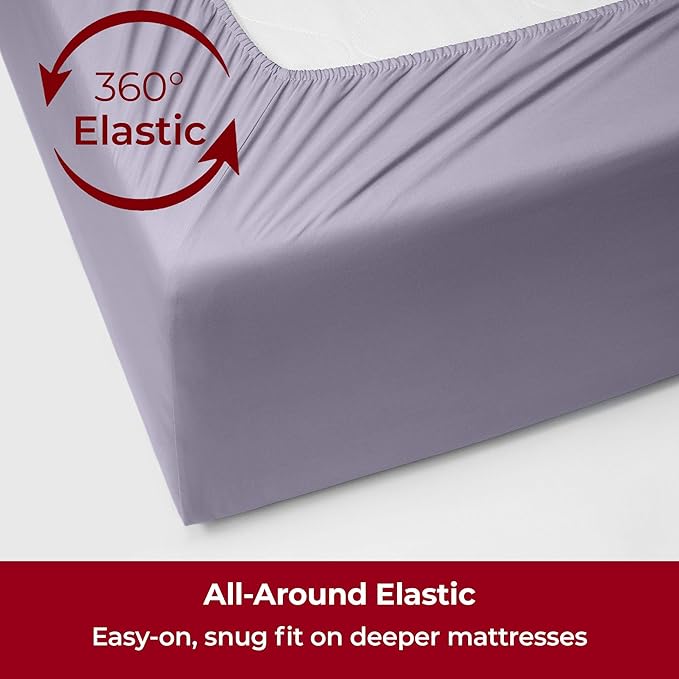 Mellanni Extra Deep California King Sheets - 4 PC Iconic Collection Bedding - Hotel Luxury, Ultra Soft, Cooling Bed Sheets - Wrinkle, Fade, Stain Resistant (Cal King, Lavender)