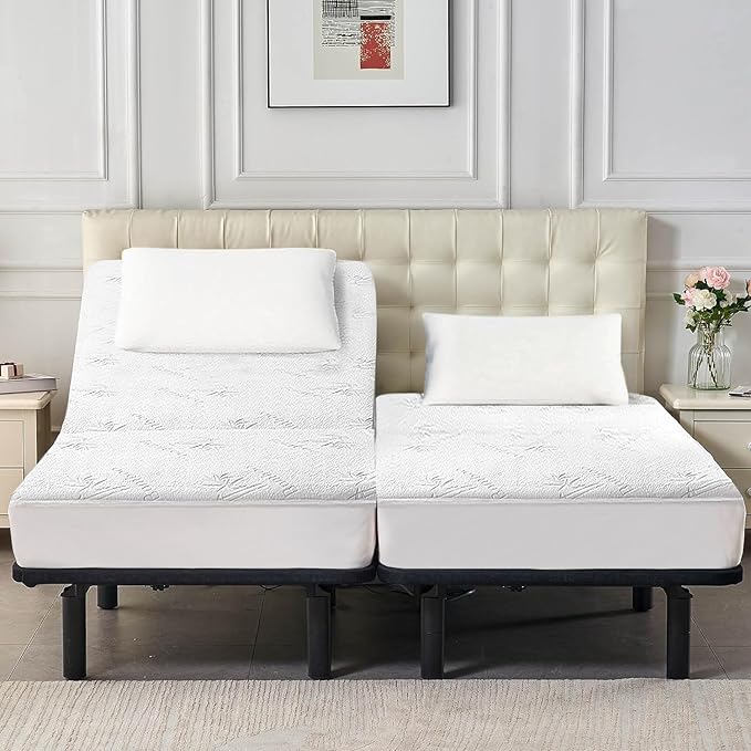 Lysam Mattress Protector Split King, Cooling Bed Mattress Cover Waterproof, 39"x 80" Bed Cover 2 Pack Noiseless & Soft, Deep Pocket Mattress Pad Cooling for Baby Pregnant Women Older