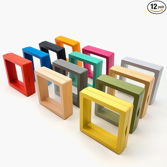 12PCS 3D Floating Frame Display Stand, Jewelry Box, Gift Box, Ornament Organizer, Small Travel Jewelry Box, PE Film Anti-Oxidation, Suspended Display Box Stackable (2.75*2.75???Type 5) by Unknown