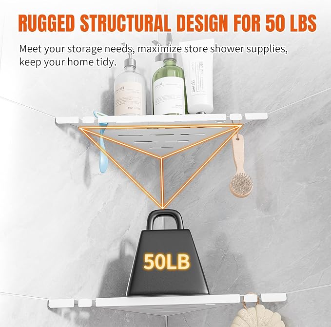 Shower Corner Shelf, 304 Stainless Steel, Black, Wall Mount, Triangular, 10 x 10 Inches, Leak Resistant, 2 Pack, Bathroom Storage Organizer with Brushed Finish - Image 5