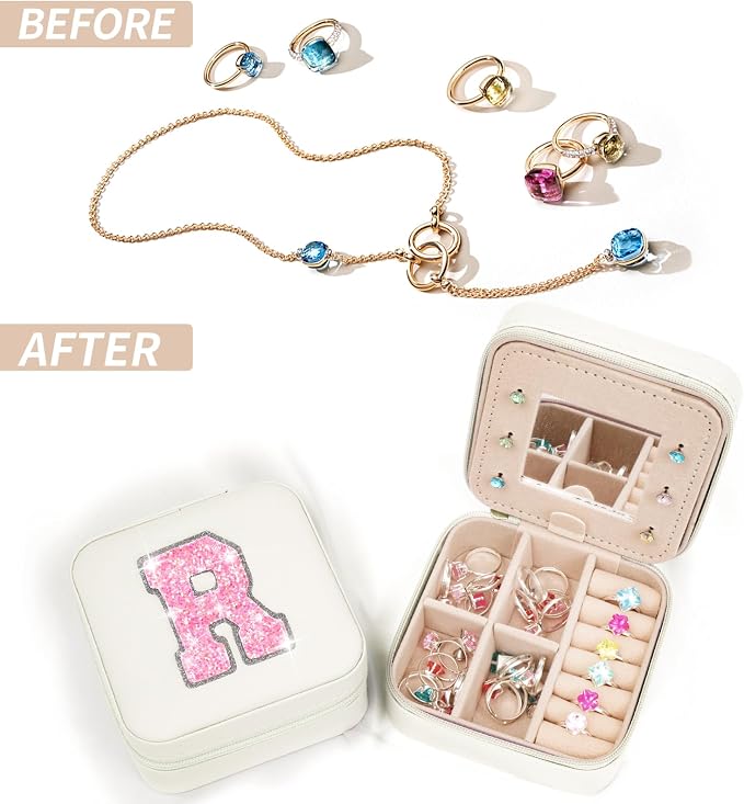 Uygafly Personalized Anniversary Wife's Birthday Gifts,Mothers Day Gifts for Women Wife,Wife Gifts from Husband,Cool Birthday Gifts for Wife,Jewelry Case Cute Jewelry Box for Women | Cream,R - Image 6