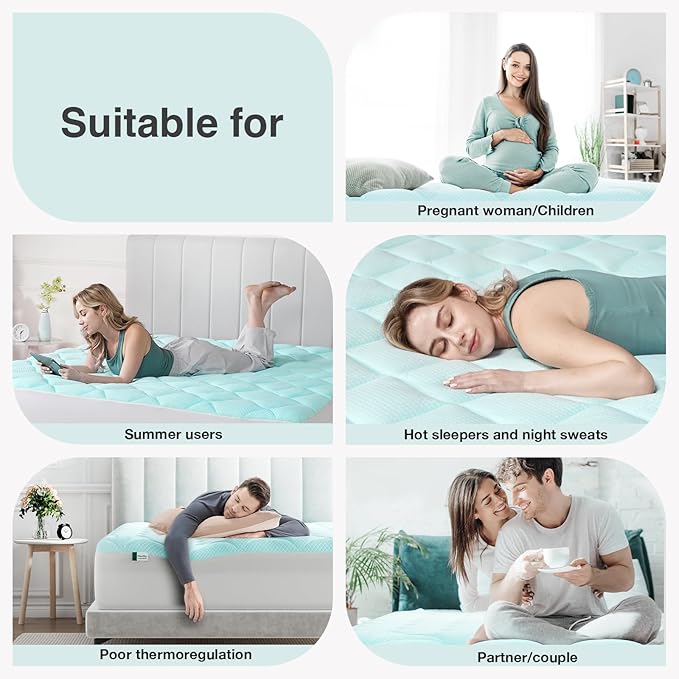 Novilla Cooling Mattress Topper Full Size,Mattress Pad with Deep Pocket for 8-21" Mattress,Soft Mattress Cover for Back Pain Relief,3D+7D Down Alternative Bed Topper for Hot Sleepers