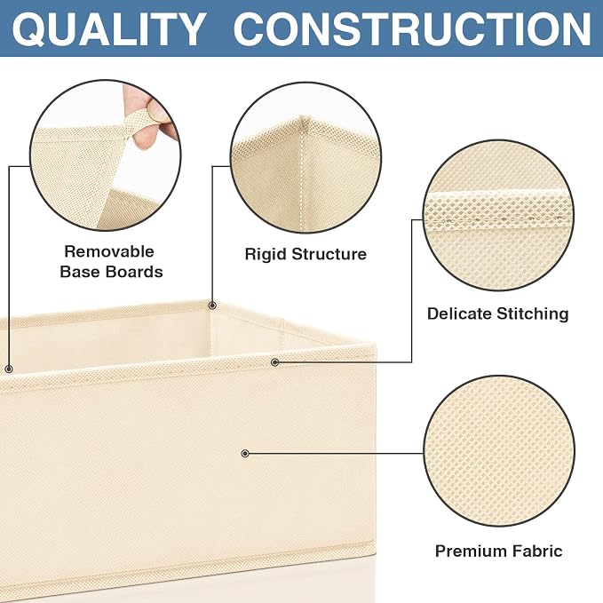 Criusia Drawer Organizer Clothes, 24 Pack Dresser Organizer Bins for Nursery Bedroom, Closet Organization and Storage Dividers for Clothing, Baby Clothes, Underwears, Socks (Beige) - Image 5