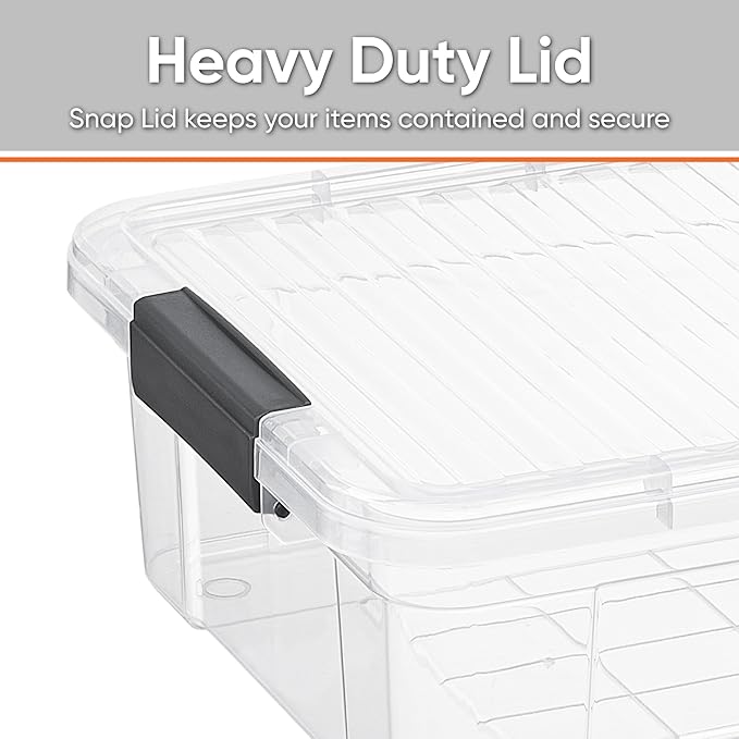 Superio Clear Storage Boxes with Lids, 13.7 Quart Plastic Container Bins for Organizing, Stackable Crates, BPA Free, Non Toxic, Odor Free, Organizers for Home, Office and Dorm, 5 Pack