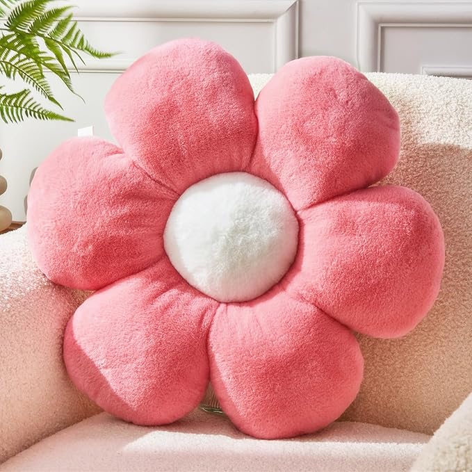 Pink Flower Pillow,Flower Shaped Throw Pillow 19.6In Daisy Pillow Cute Flower Seating Cushion Cute Home Decor& Plush Pillow for Sofa Couch Bed