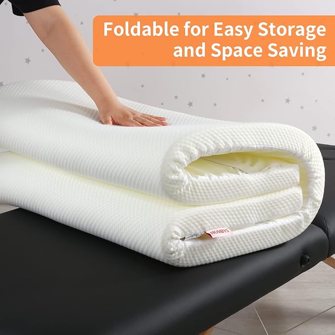 HOMBYS Memory Foam Bed Mattress Topper with Removable Cover, Massage Table Mattress Topper with Elastic Bands, Non-Slip Lash Bed Cushion Only, 73"x29"x3"