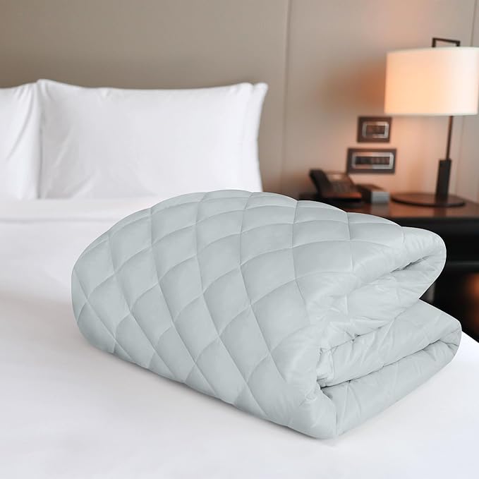 Utopia Bedding Quilted Fitted Mattress Pad, Full Size, Elastic Fitted Mattress Topper Protector and Cover with Deep Pocket Stretches up to 16 Inches, Machine Washable (Light Grey)