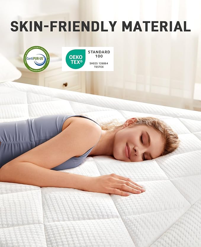 PERLECARE 4 Inch Queen Mattress Topper for Back Pain, Dual Layer 2.5 Inch Cooling Gel Memory Foam Plus 1.5 Inch Pillow Top Mattress Pad Cover, Medium Firm with Deep Pocket