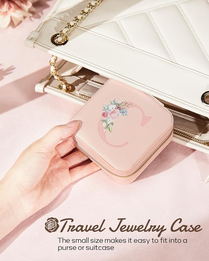 Enthralite Travel Jewelry Box for Girls: Traveling Jewelry Case Gift for Women - Mini Organizer for Necklaces Earrings Pink K - Image 5