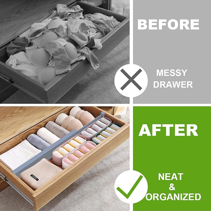 ANTOWIN Bamboo Drawer Dividers Organizers, Expandable Drawer Separators Splitter,17-22 inches Long Adjustable Spring-loaded Organizer for Large Utensil, Clothes, Tools Drawers (Grey) - Image 3