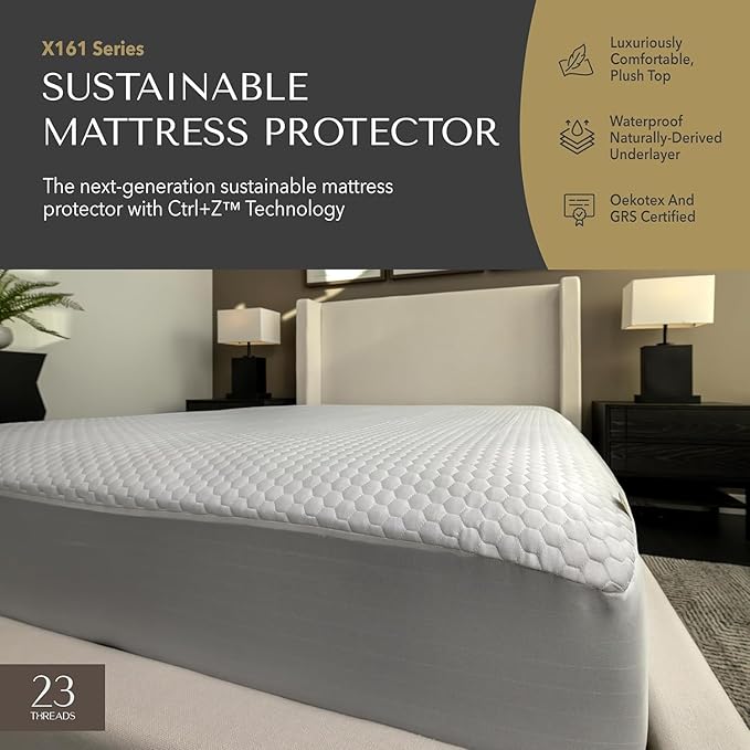 23 Threads X161 Series Padded, Plush, Soft, Luxurious, Waterproof Noiseless Mattress-Protector Cover, Fitted, with Ctrl+Z Technology, Mattress Not Included, 13 Inch Deep, FullXL