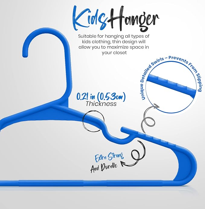 Utopia Home 20 Pack Kids Hangers - 11.5 Inch Plastic Baby Hangers for Closet - Childrens Hanger for Clothes & Infant Hanger for Closet - (Blue) - Image 2