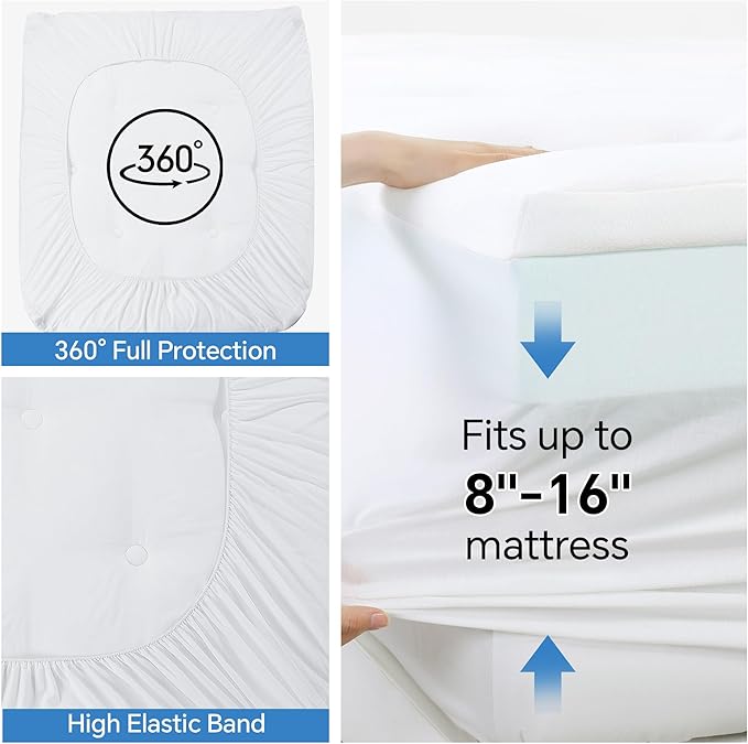 HOMBYS 6IN Thickness Cooling Mattress Topper for Hot Sleepers, Gel Memory Foam Mattress Pad Pillow Top with Fitted Deep Pocket, Soft Bed Topper for Back Pain Relief (Queen)