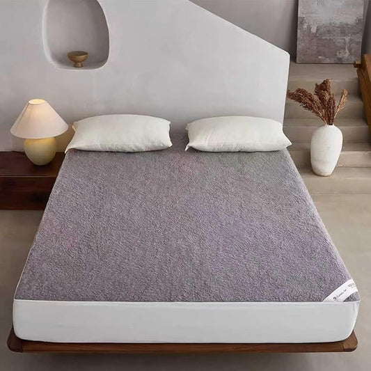 YOUR MOON Wool Fleece Mattress Pad Twin – Organic Australian Wool Plush Mattress Topper, 370GSM Velvet Breathable Bed Mattress Cover with 16" Deep Pocket, 39"x75", Gray