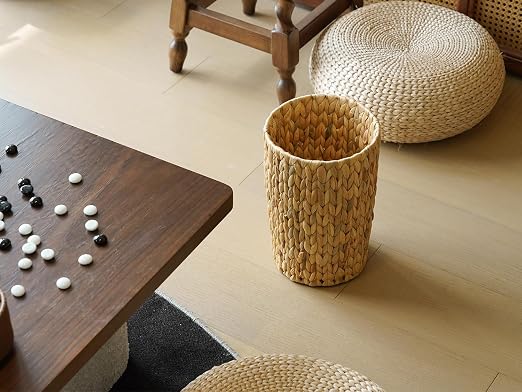 Coeusy Wicker Trash Can,Small Bathroom Trash Can,Water Hyacinth Wicker Waste Basket for Bathroom,Boho Waste Basket for Bedroom,Home Office,Compact Spaces(2 Gallon Round) - Image 8
