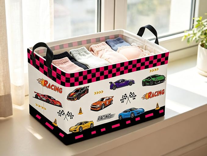 Rectangle Kids Baskets Car Basket Cute Storage Bin Organizer Boys Box for Room Decor Gift Basket(Car) - Image 3