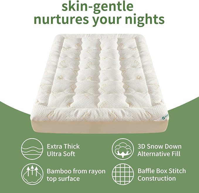 Premium 100% Waterproof Queen Mattress Topper, Breathable Mattress Pad, Rayon from Bambo Bed Protector, Deep Pocket Sheet Cover 8"-21"