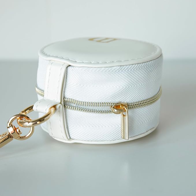 COLLECTIVE HOME - Monogrammed Letter Jewelry Case, Portable Travel Ring Holder Box with Keychain, Personalized Initial Organizer for Earrings Necklaces, Gift for Her (White-a) - Image 4