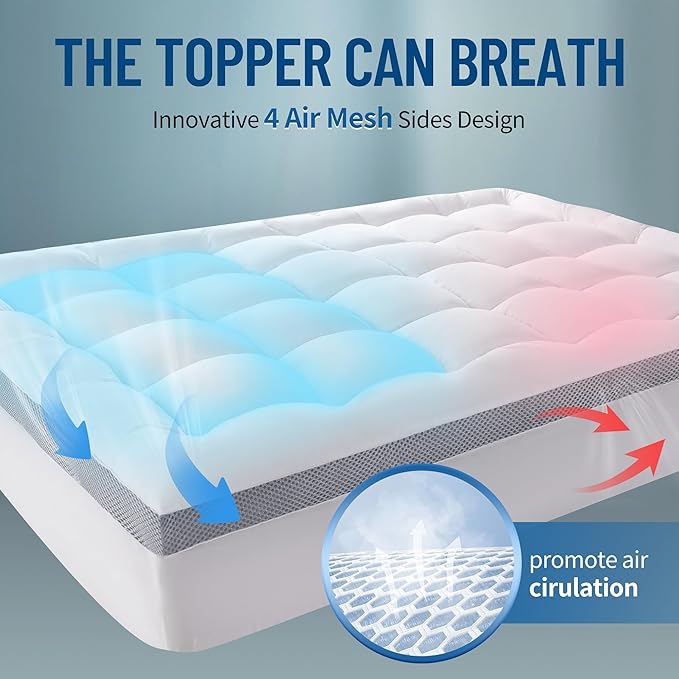 Mattress Topper - Extra Firm Support Pillow Top,1300GSM Mattress Pad, Gel-Infused Memory Foam for Back Pain Pressure Relief with 6"-18" Deep Pocket(Twin XL,39"x75")