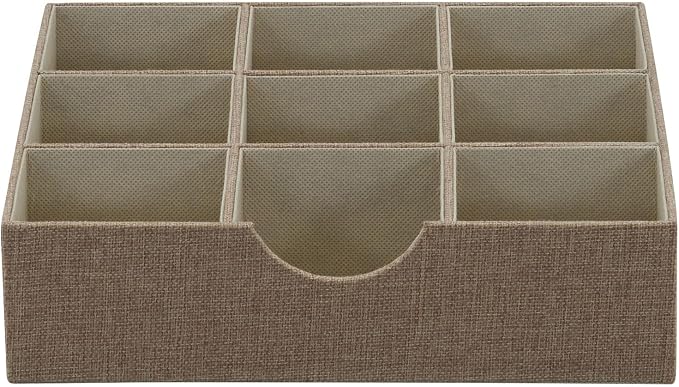 Household Essentials Brown 723-1 Deep 9 Section Drawer Organizer Box for Storage | 12 in x 12 in 3.13 - Image 11