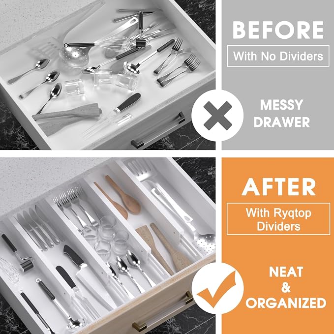 Bamboo Drawer Dividers,17-22" Adjustable Kitchen Drawer Organizer for Clothes,4 Pack Expandable Drawer Organization Separators for Bedroom,Bathroom,Dresser and Office,White - Image 2
