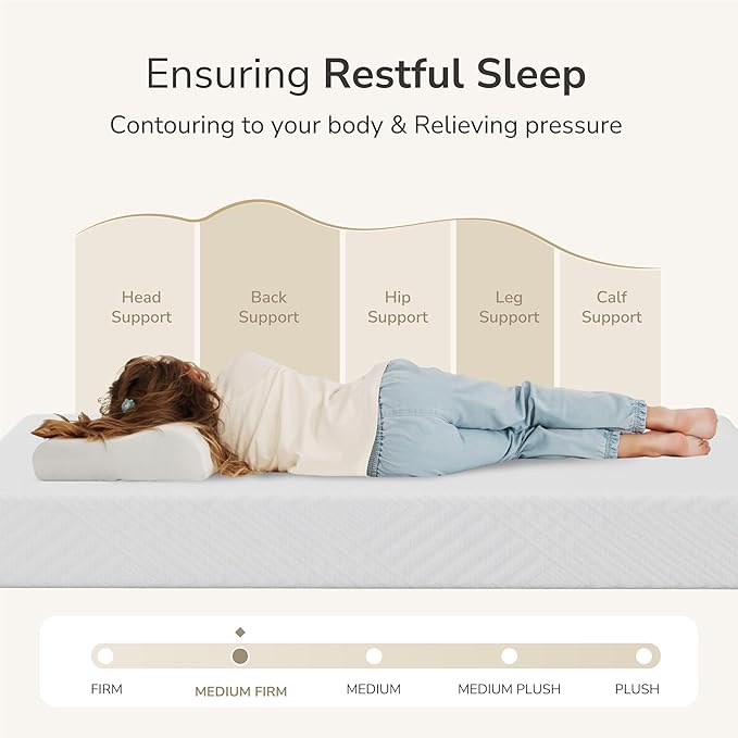 MLILY Twin XL Mattress in a Box, 10 inch Mattresses Made in USA for Kids Bed Single Size Daybed Individual Bunk, Green Tea Memory Foam Mattress for Cool Sleep & Pressure Relief, Medium Firm
