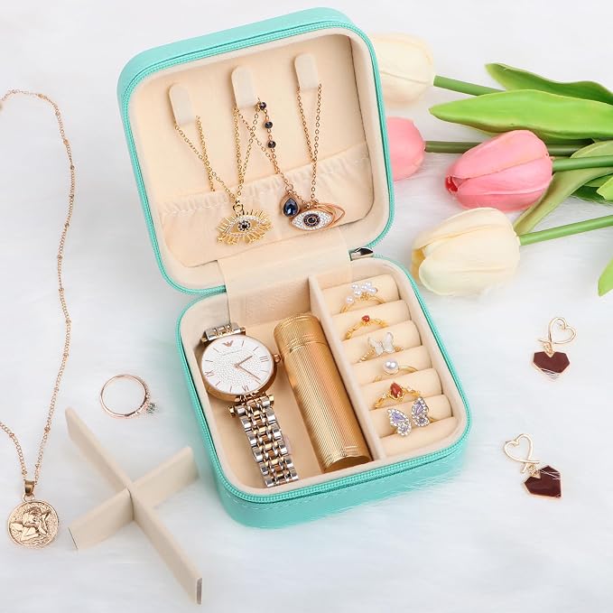 17Dec Small Travel Jewelry Case Organizer,Mini Travel Essentials for Women,Bridesmaid Gifts Birthday Gifts for Women,Small Jewelry Box for Girls 8-12 - Image 9
