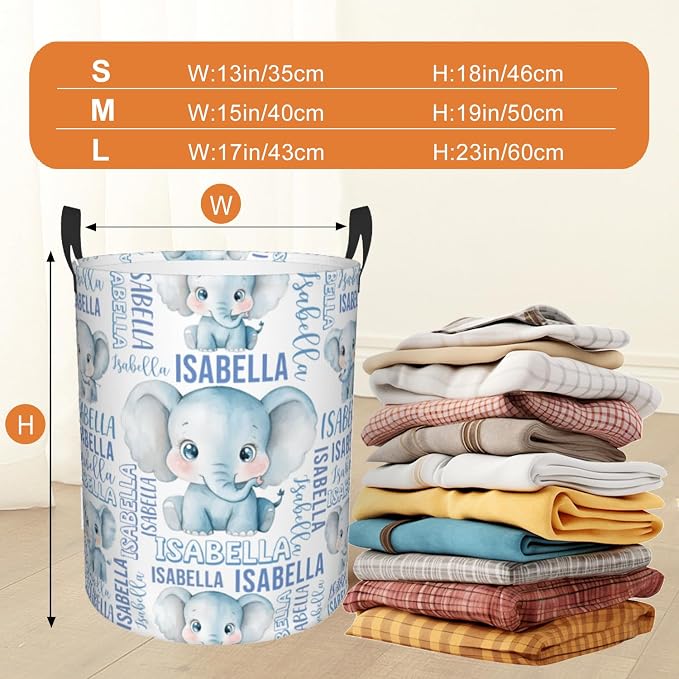 Custom Name Laundry Hamper, Personalized Laundry Basket with Name for Baby Boys Girls, Customized Collapsible Dirty Clothes Hamper Storage with Handles for Bedroom Bathroom Dorm Room Decor - Image 3