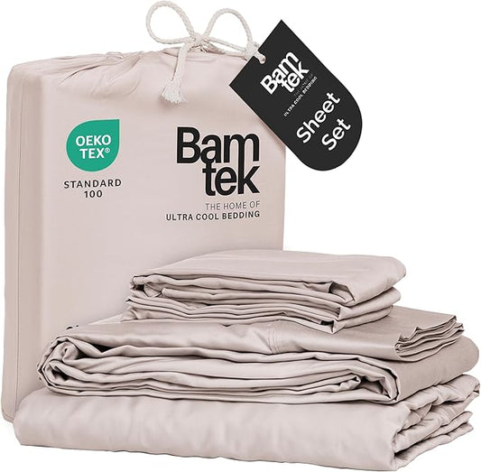 Viscose Bamboo Sheets King Size 4PC Set - Cooling Sheets for Hot Sleepers with Moisture Wicking Technology - Silky Soft 18 Inch Deep Pocket - Blush 76"x 80"
