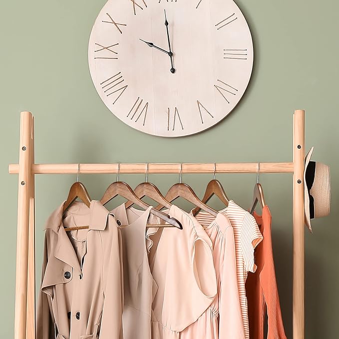 HOUSE DAY Bulk Wooden Hangers 50 Pack, Heavy Duty Wood Coat Hanger for Closet, Smooth Finish Wooden Suit Hanger with Non Slip Pants Bar, Sturdy Wood Clothes Hangers for Shirts, Walnut - Image 2