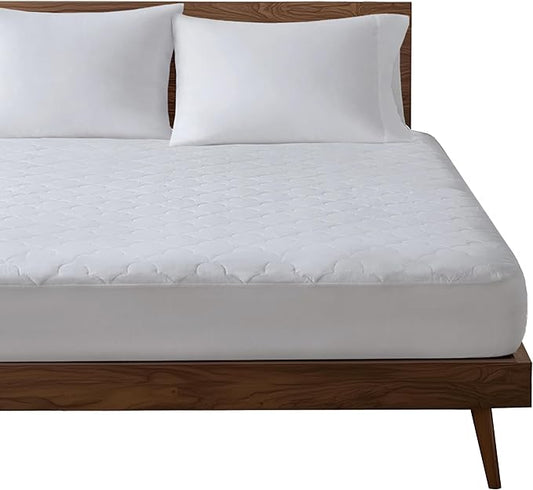 Sleep Philosophy Cal King Mattress Pad, Cotton Mattress Protector Classic Cloud Quilted Bed Cover, All Natural Breathable Mattress Topper Fitted Pocket Fits Up to 18", Machine Washable, White