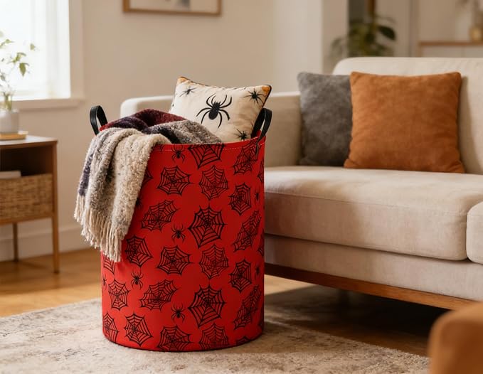 Kids Laundry Basket Spider Hamper for Nursery Boys Hamper Cute Kids Storage Bin Organizer Room Decor for Home(Red spider) - Image 7