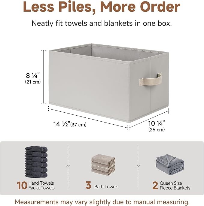 StorageWorks Storage Baskets for Shelves, Fabric Storage Bins, Closet Organization and Storage Baskets, Organizer Bins for Clothes, Light Gray, Large, 3-Pack - Image 3
