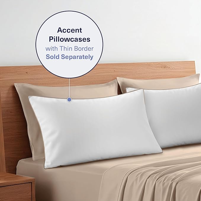 Kickoff Viscose Bamboo Sheets Short Queen Size 4-pc 100% Organic Bamboo Viscose Bed Cooling Sheets Short Queen Size Set Cool Bedding for hot sleepers sheet, Flat, Fitted, Pillowcases (Taupe Latte, SQ)