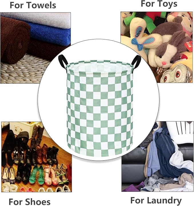 Sage Laundry Basket Kids Hamper Gifts Storage Basket Toys Box Large Canvas Collapsible Organizer Bins for Home/Dorm/Kitchen/Pet/Office/Closet/Shelf/Gift Baskets - Image 7