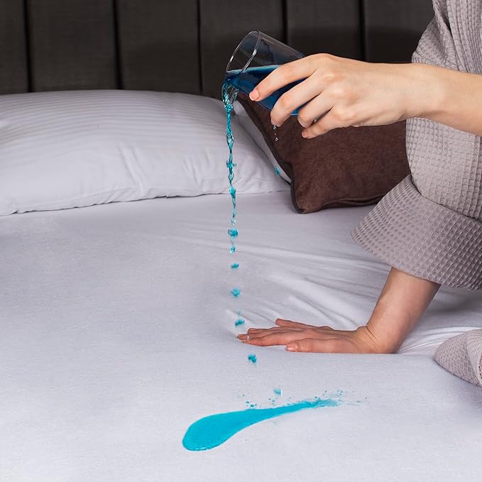 Premium 100% Waterproof Mattress Protector California King Size, Absorbent, Cotton, Bed, Breathable Fitted Mattress Cover with Stretchable Pockets, Cover Smooth Soft Noiseless Washable