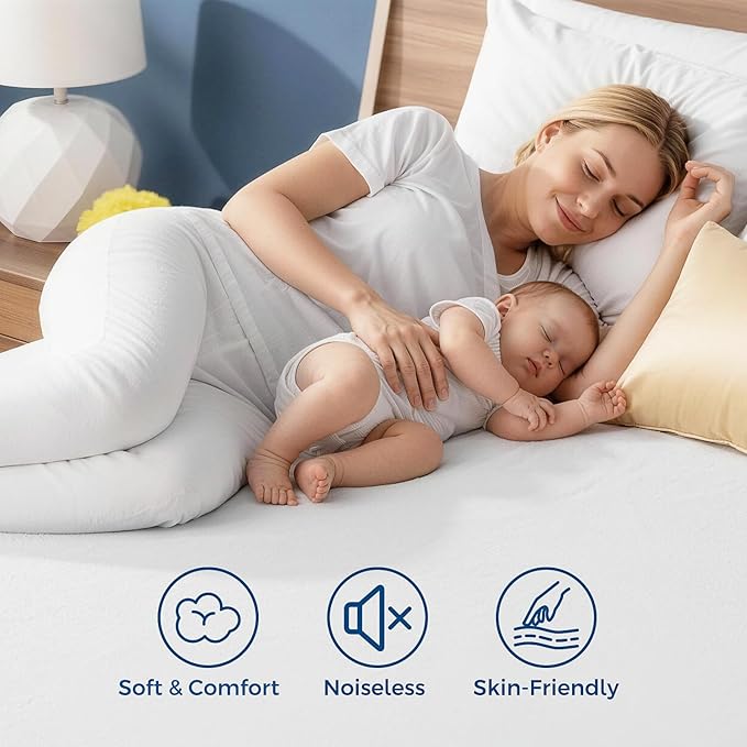 2 Pack Queen Waterproof Mattress Protector, Soft Bed Mattress Cover Noiseless with Deep Pocket Fitted for 8"- 21", Breathable Washable Protector Cover for Home, Bedroom, Hotel (White)
