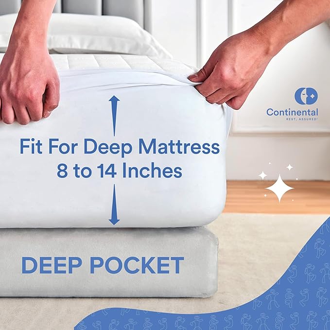 Continental Bedding Arctic Breeze Cooling Waterproof Mattress Pad Protector 18 Inch Deep Pocket