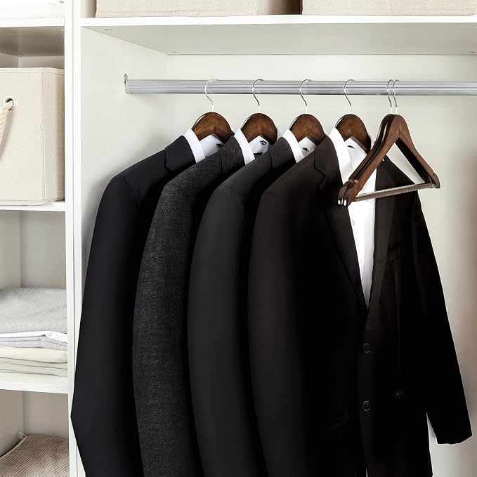 TOPIA HANGER Wooden Coat Hangers 30 Pack, Vintage Wood Suit Hangers with Non Slip Pants Bar, 360° Swivel Hook and Shoulder Notches for Camisole, Jacket, Pants, Smooth Finish Clothes Hangers - CT34A30 - Image 6