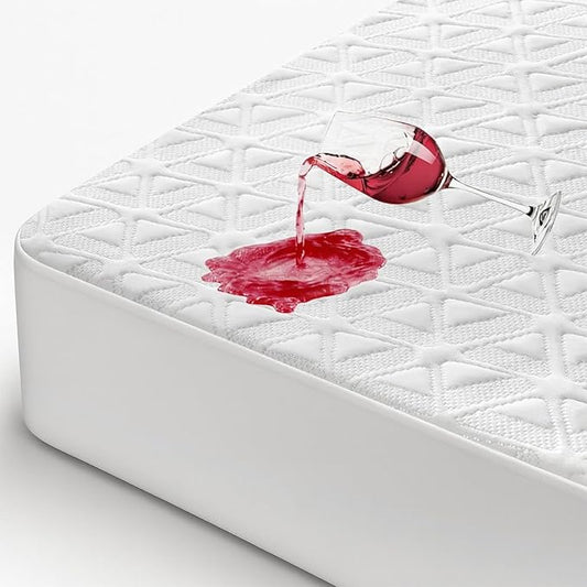 Waterproof Mattress Protector Queen Size, Soft Breathable Mattress Pad with Deep Pocket 8"-21", Noiseless 3D Air Fabric Cooling Mattress Cover for Bed, Machine Washable, White